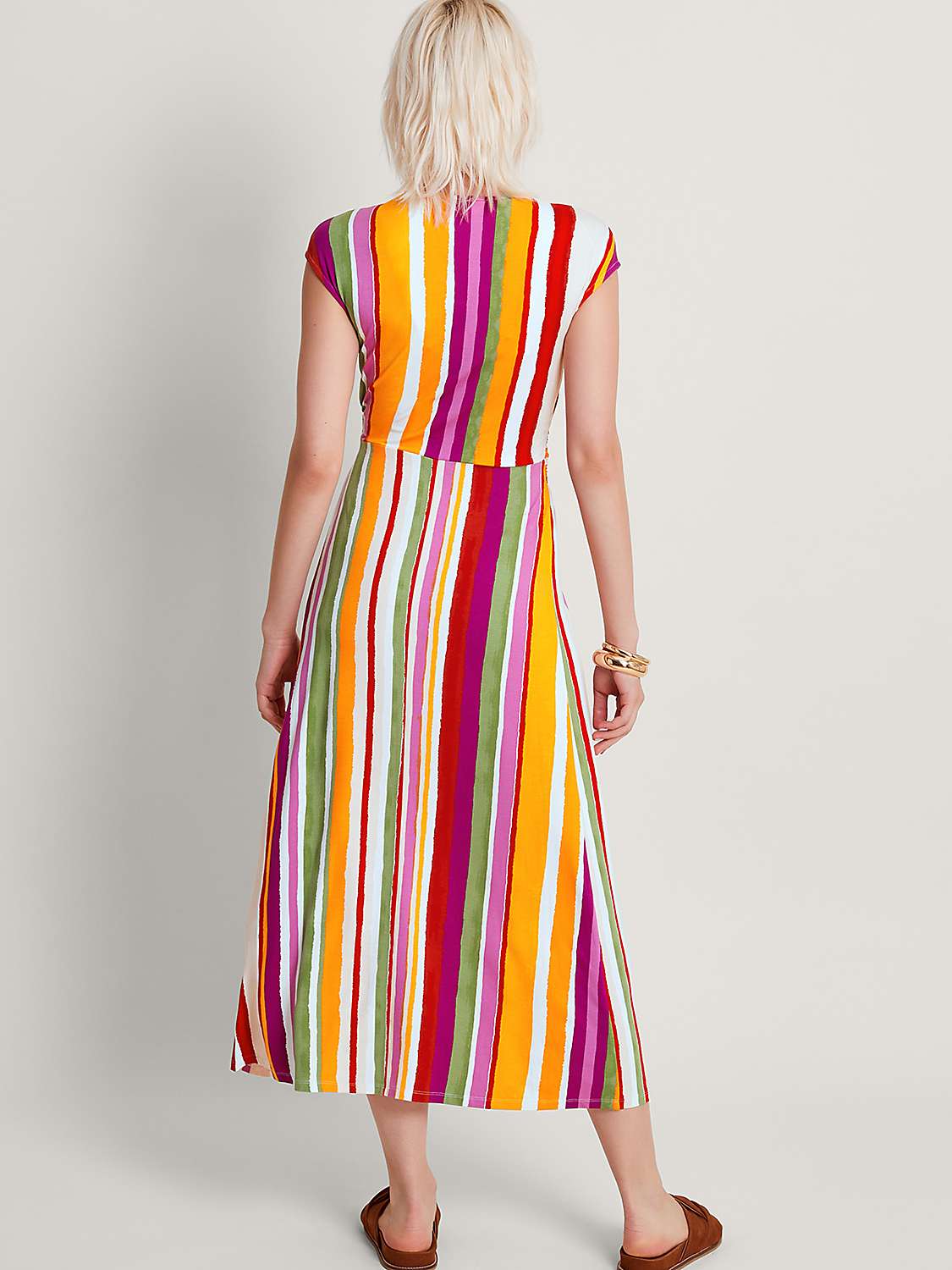 Buy Monsoon Elise Stripe Midi Dress, Pink/Multi Online at johnlewis.com