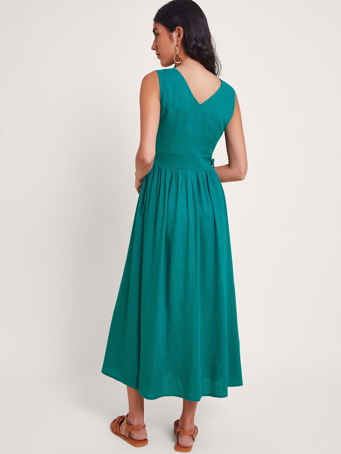 Buy Monsoon Kaya Linen Blend Midi Dress, Teal Online at johnlewis.com