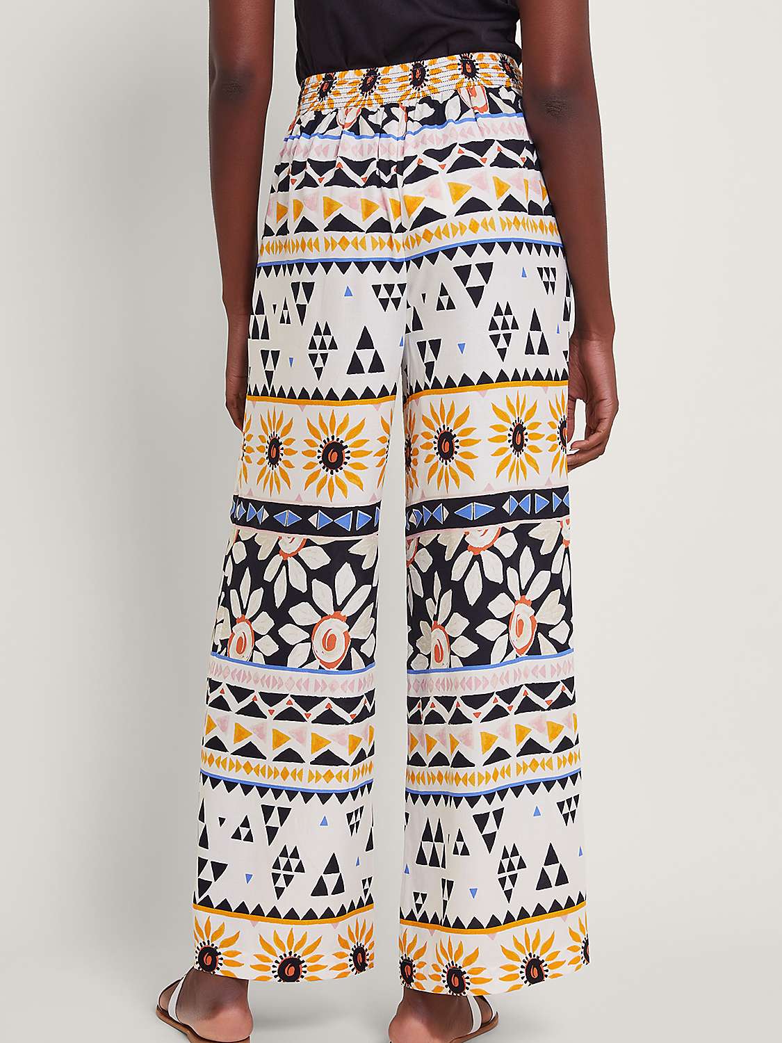 Buy Monsoon Corey Abstract Print Wide Leg Trousers, Ivory/Multi Online at johnlewis.com