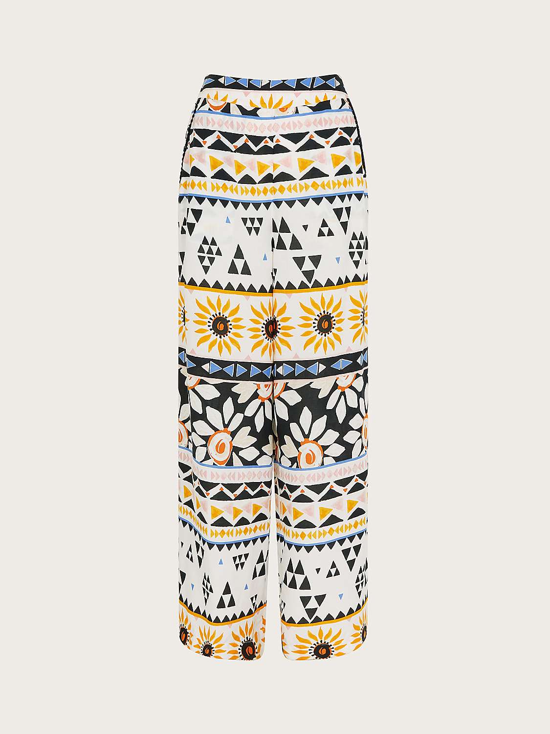 Buy Monsoon Corey Abstract Print Wide Leg Trousers, Ivory/Multi Online at johnlewis.com
