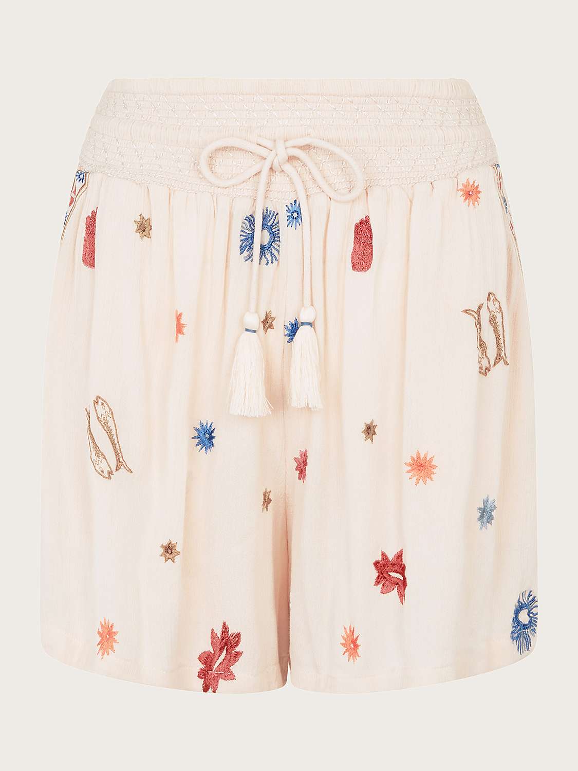 Buy Monsoon Embroidered Shorts, Ivory/Multi Online at johnlewis.com