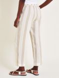 Monsoon Harley Stripe Linen Blend Trousers, Cream/Multi