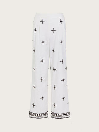 Monsoon Eleanor Embroidered Trousers, Ivory