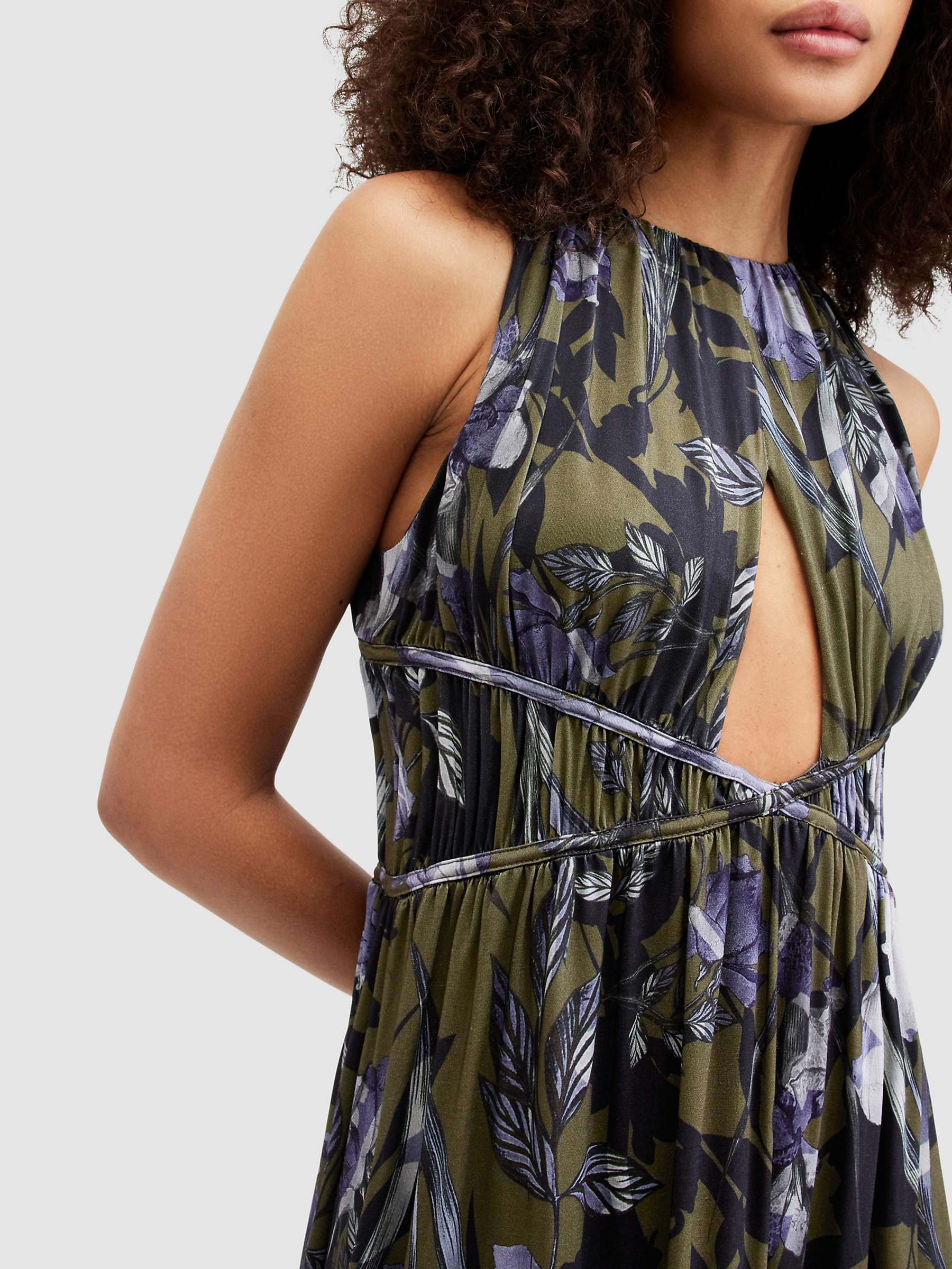 Buy AllSaints Kaya Batu Floral Maxi Dress, Deep Khaki/Multi Online at johnlewis.com