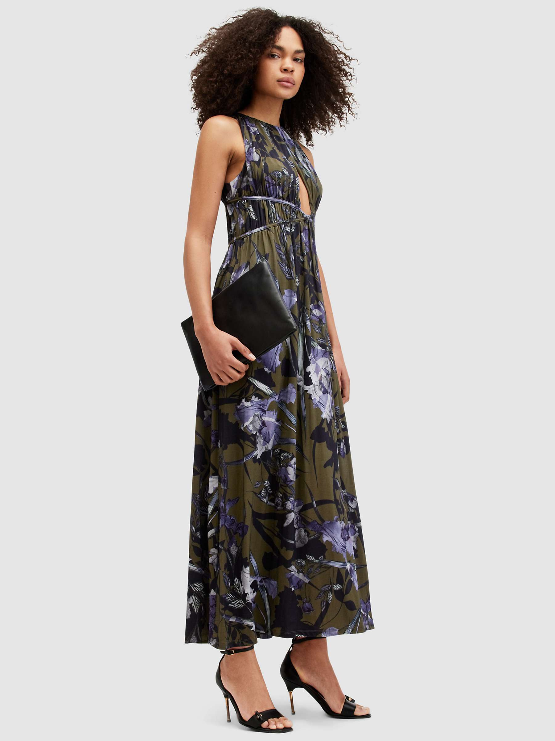 Buy AllSaints Kaya Batu Floral Maxi Dress, Deep Khaki/Multi Online at johnlewis.com