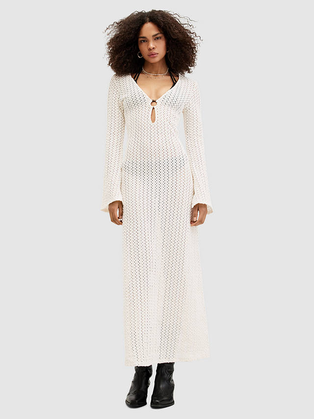 AllSaints Karma Organic Cotton Maxi Dress, Chalk White