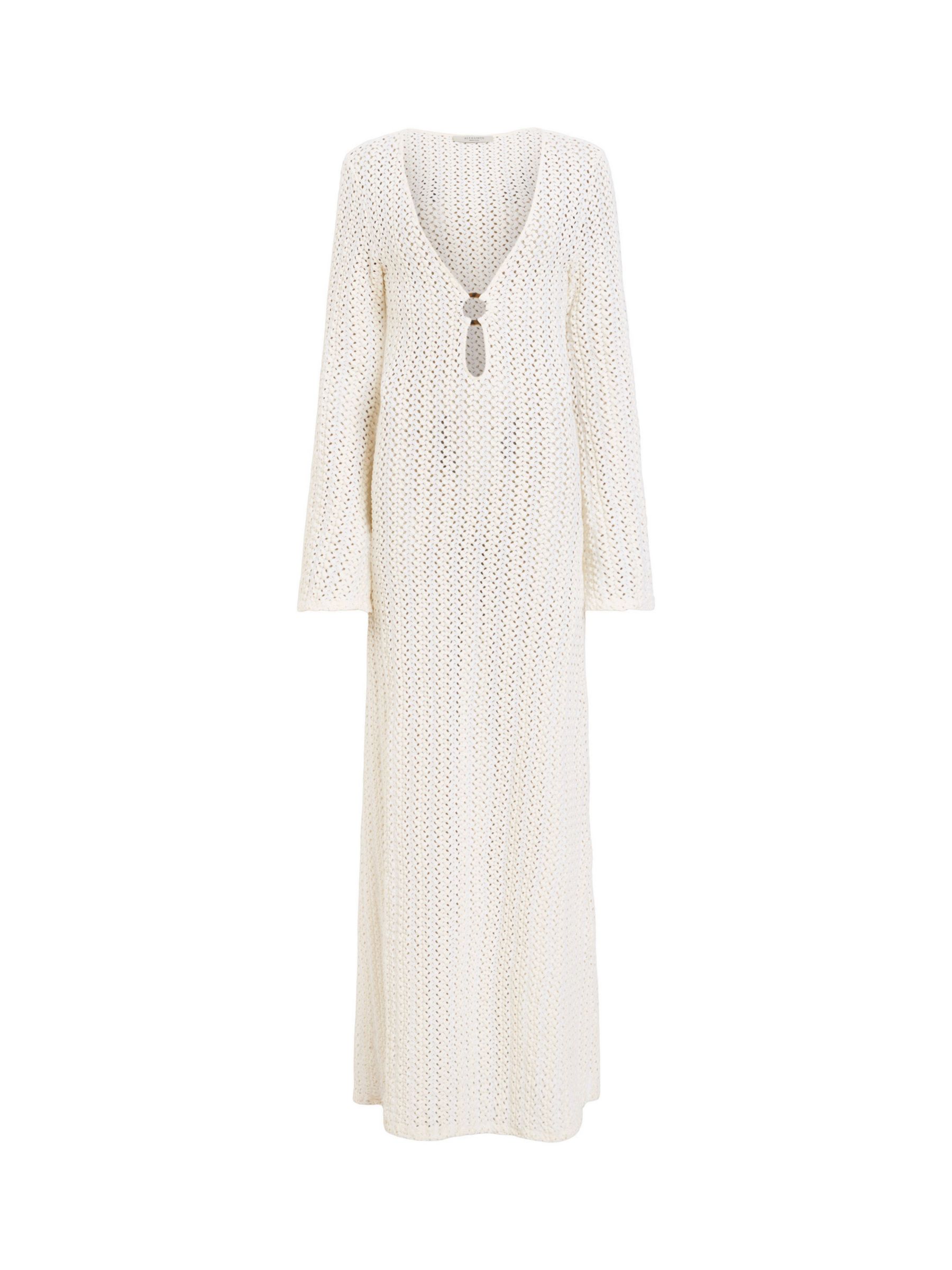 AllSaints Karma Organic Cotton Maxi Dress, Chalk White, 10