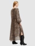 AllSaints Jane Leppo Leopard Print Midi Dress, Brown/Multi