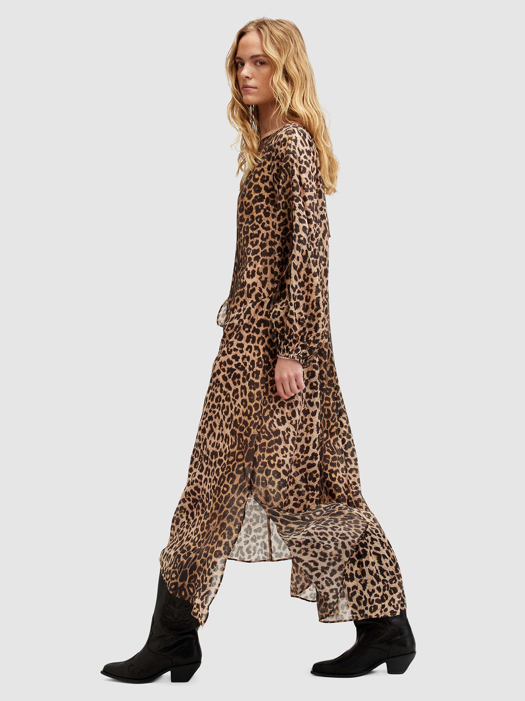 Buy AllSaints Jane Leppo Leopard Print Midi Dress, Brown/Multi Online at johnlewis.com