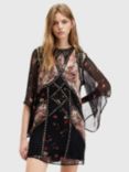 AllSaints Lucia Kora Embellished Mini Dress, Black/Multi