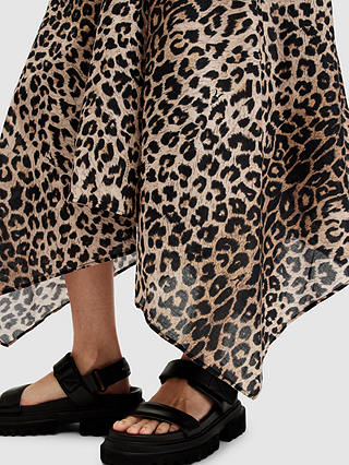 AllSaints Lil Leopard Print Midi Dress, Leopard Brown