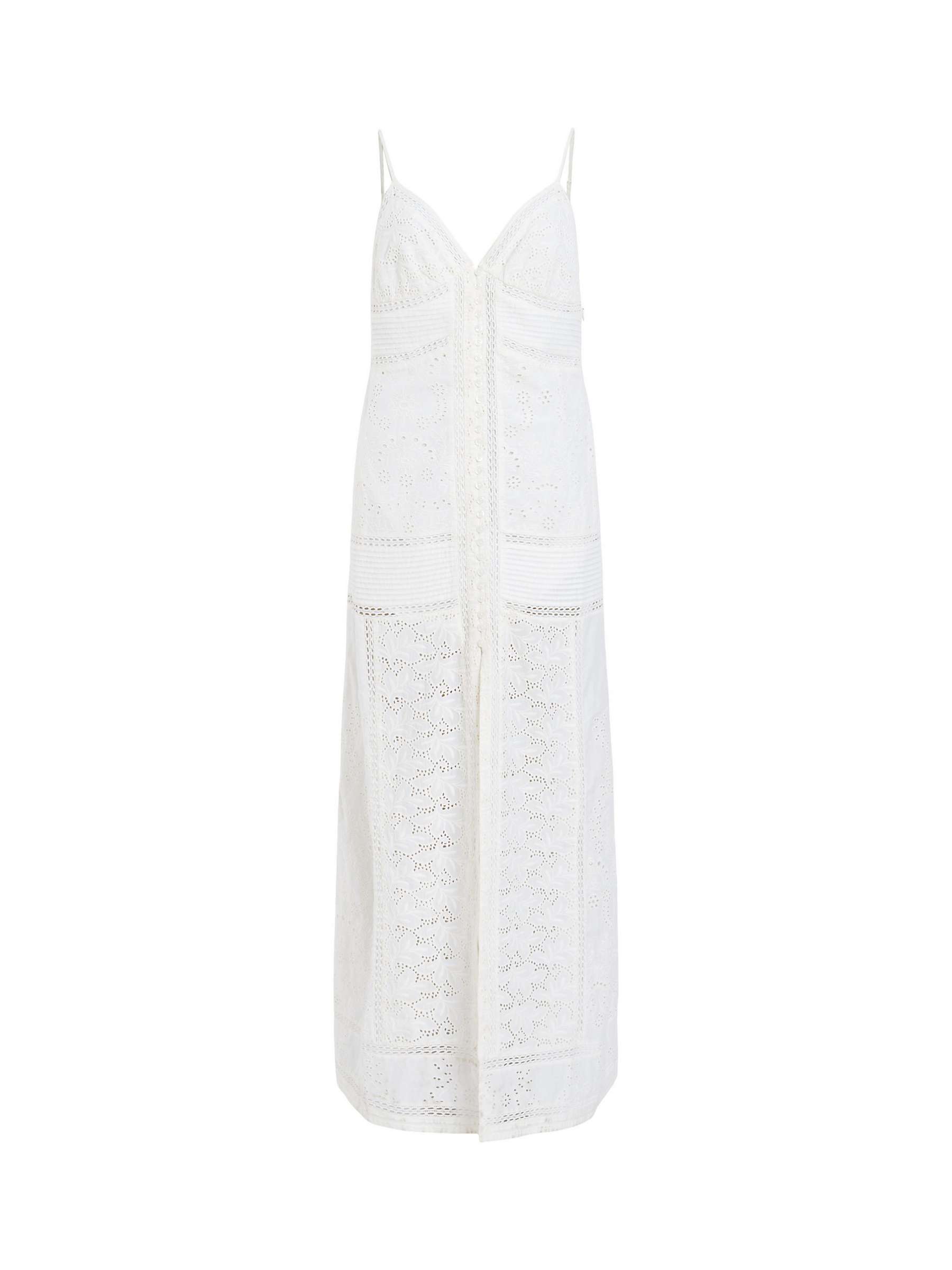 Buy AllSaints Dahlia Embroidered Organic Cotton Blend Maxi Dress, Off White Online at johnlewis.com