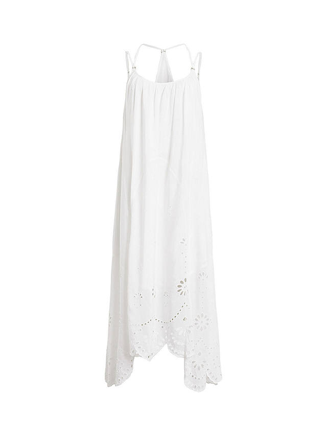 AllSaints Areena Embroidered Midi Dress, Optic White