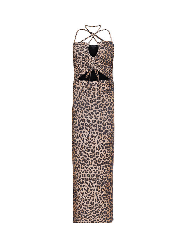 AllSaints Amaya Leopard Print Midi Dress, Leopard Brown