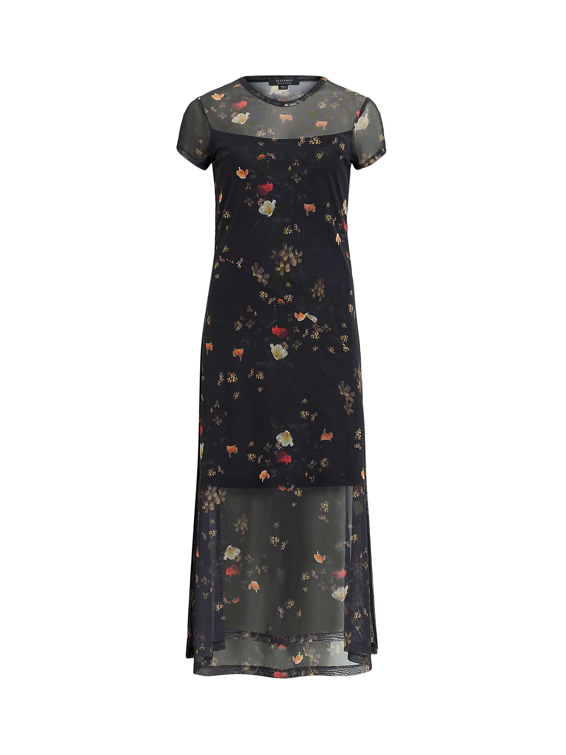 Buy AllSaints Hanna Kora Floral Print Midi Dress, Black/Multi Online at johnlewis.com