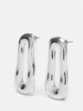 Jigsaw Organic Molten Loop Earrings, Silver