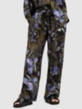 AllSaints Tyler Bato Floral print Wide Leg Trousers, Deep Khaki/Multi