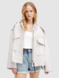 AllSaints Amelia Relaxed Cotton Utility Jacket, White Sand