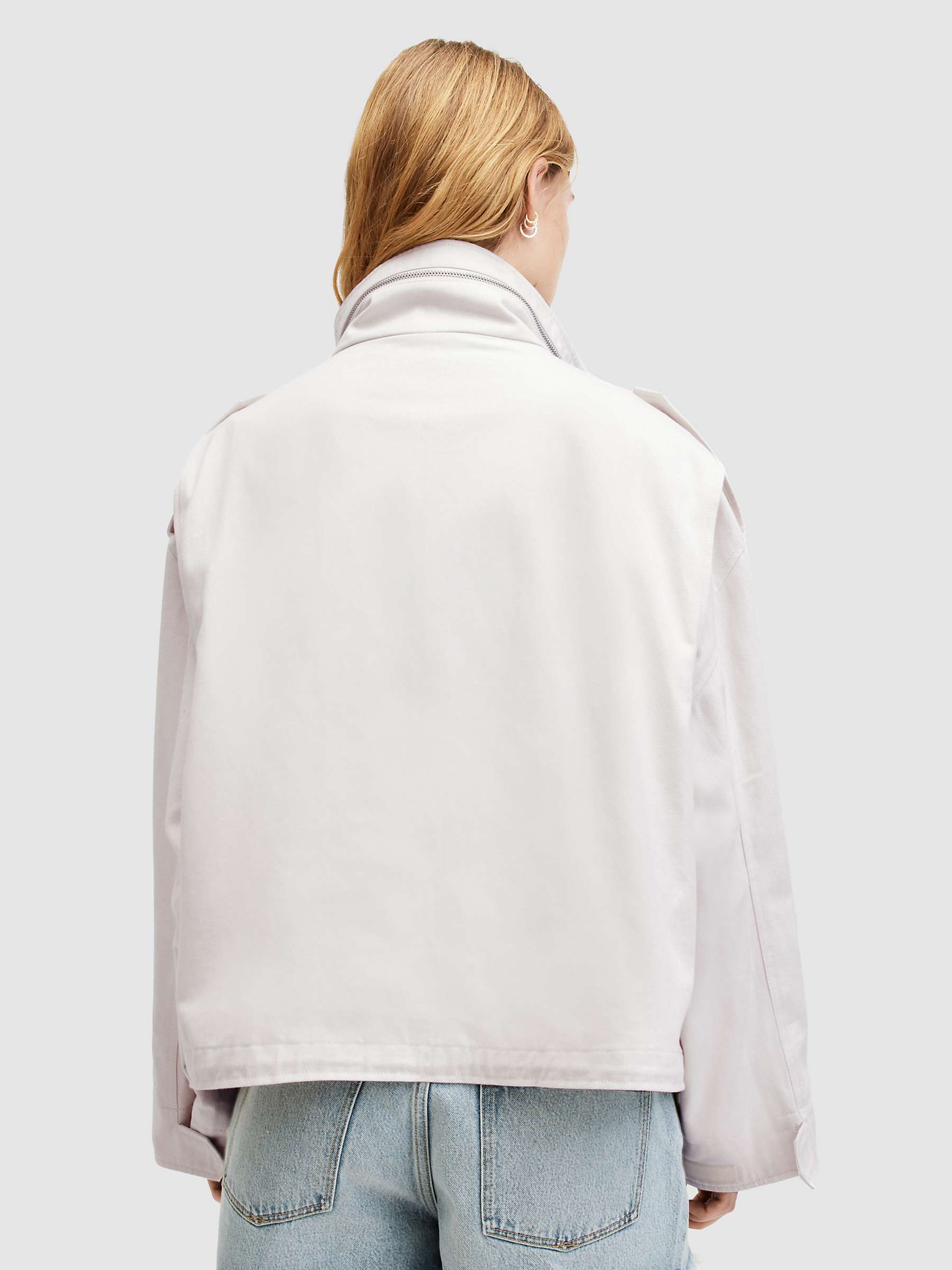Buy AllSaints Amelia Relaxed Cotton Utility Jacket, White Sand Online at johnlewis.com