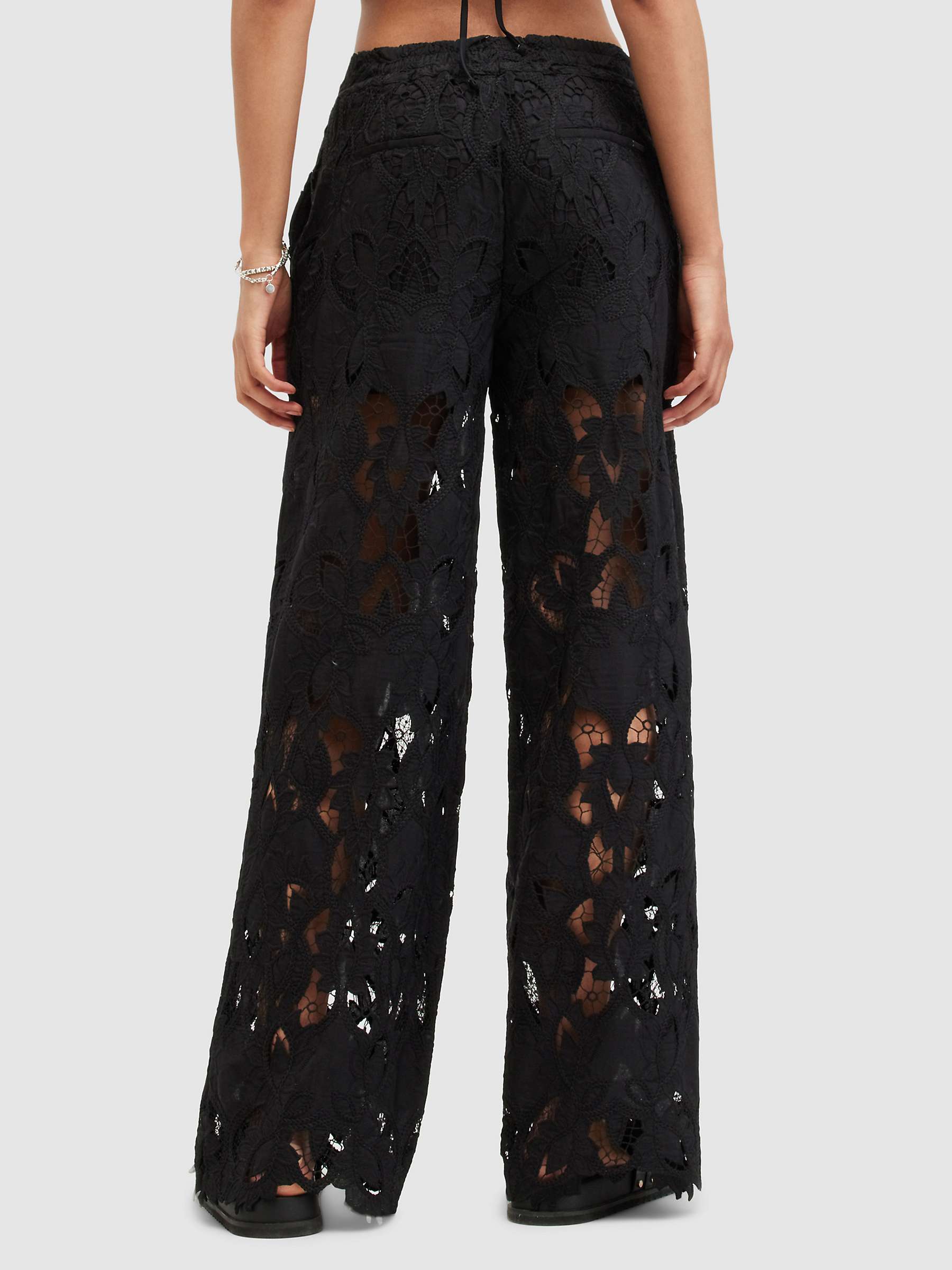 Buy AllSaints Charli Wide Leg Lace Trousers, Black Online at johnlewis.com