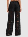 AllSaints Charli Wide Leg Lace Trousers, Black