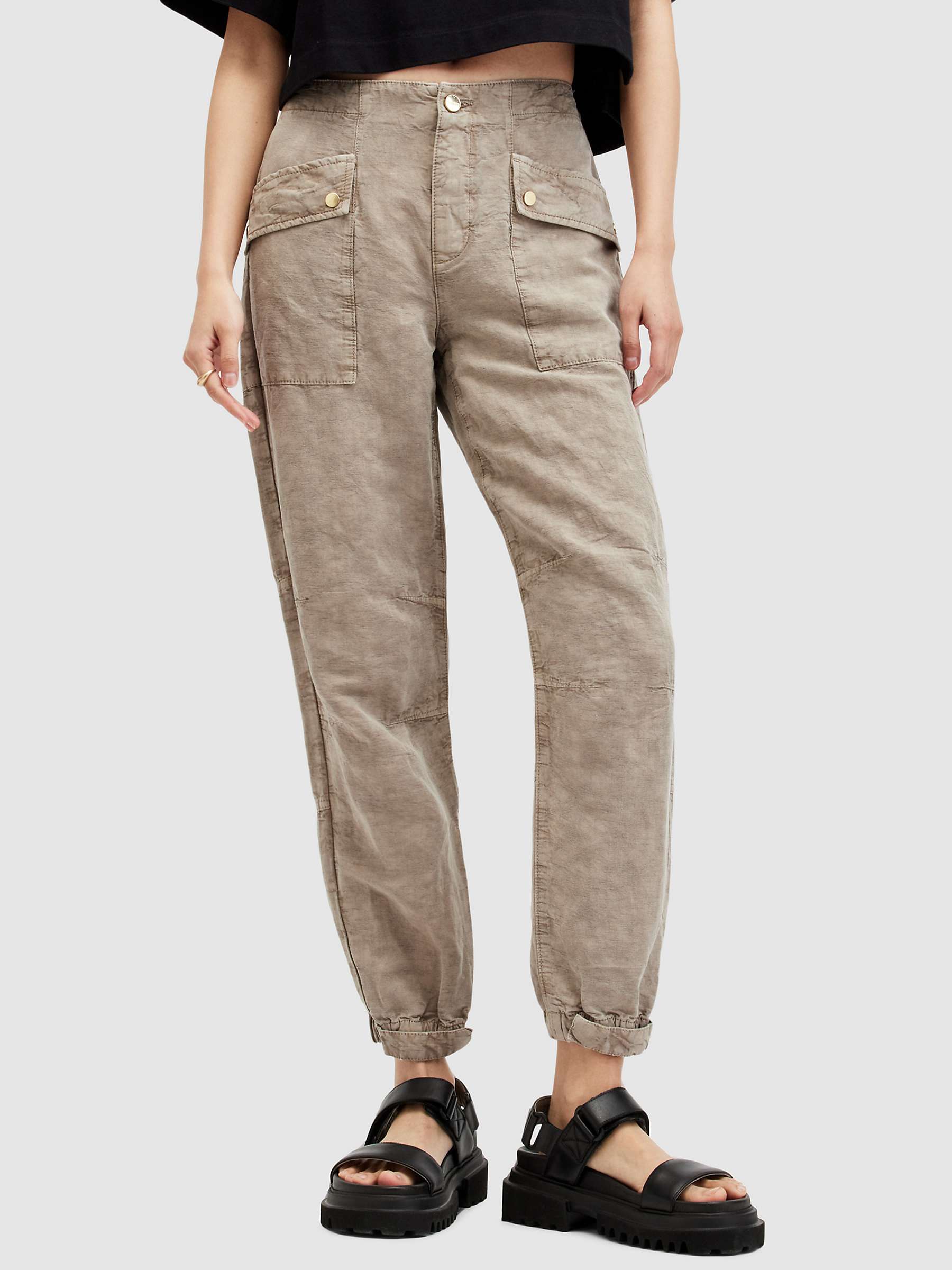 Buy AllSaints Val Linen Blend Cargo Trousers Online at johnlewis.com