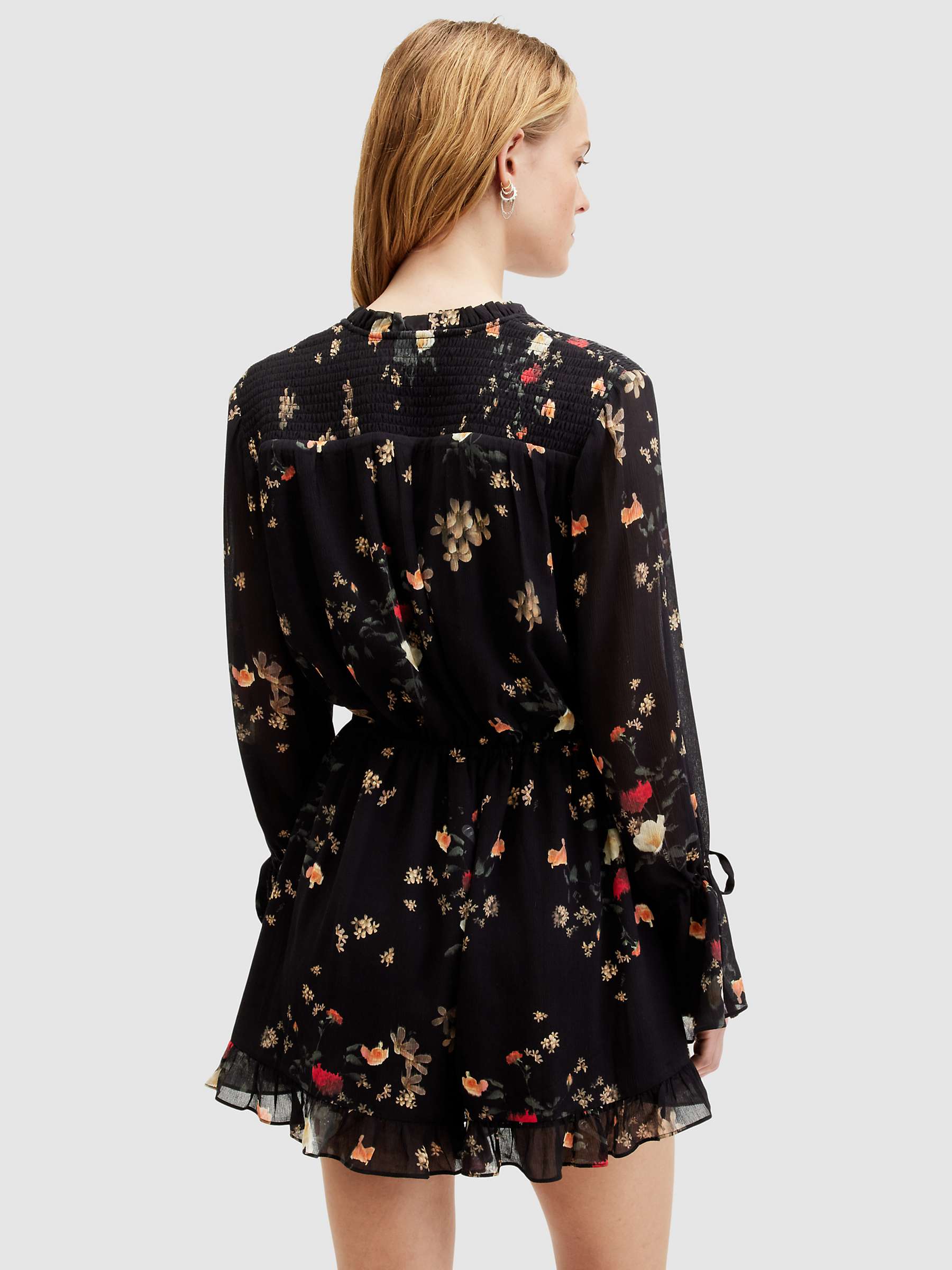 Buy AllSaints Daria Kora Floral Print Relaxed Fit Playsuit, Black Online at johnlewis.com