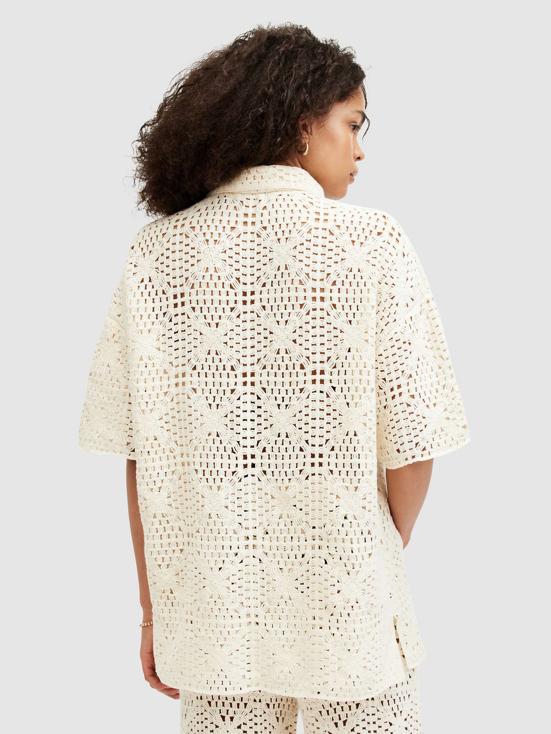 Buy AllSaints Milly Crochet Shirt, Ecru Online at johnlewis.com