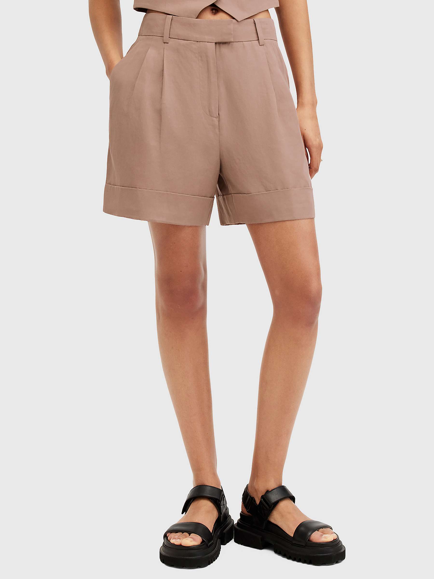 Buy AllSaints Deri Lyn Lyocell Blend Shorts, Doe Brown Online at johnlewis.com