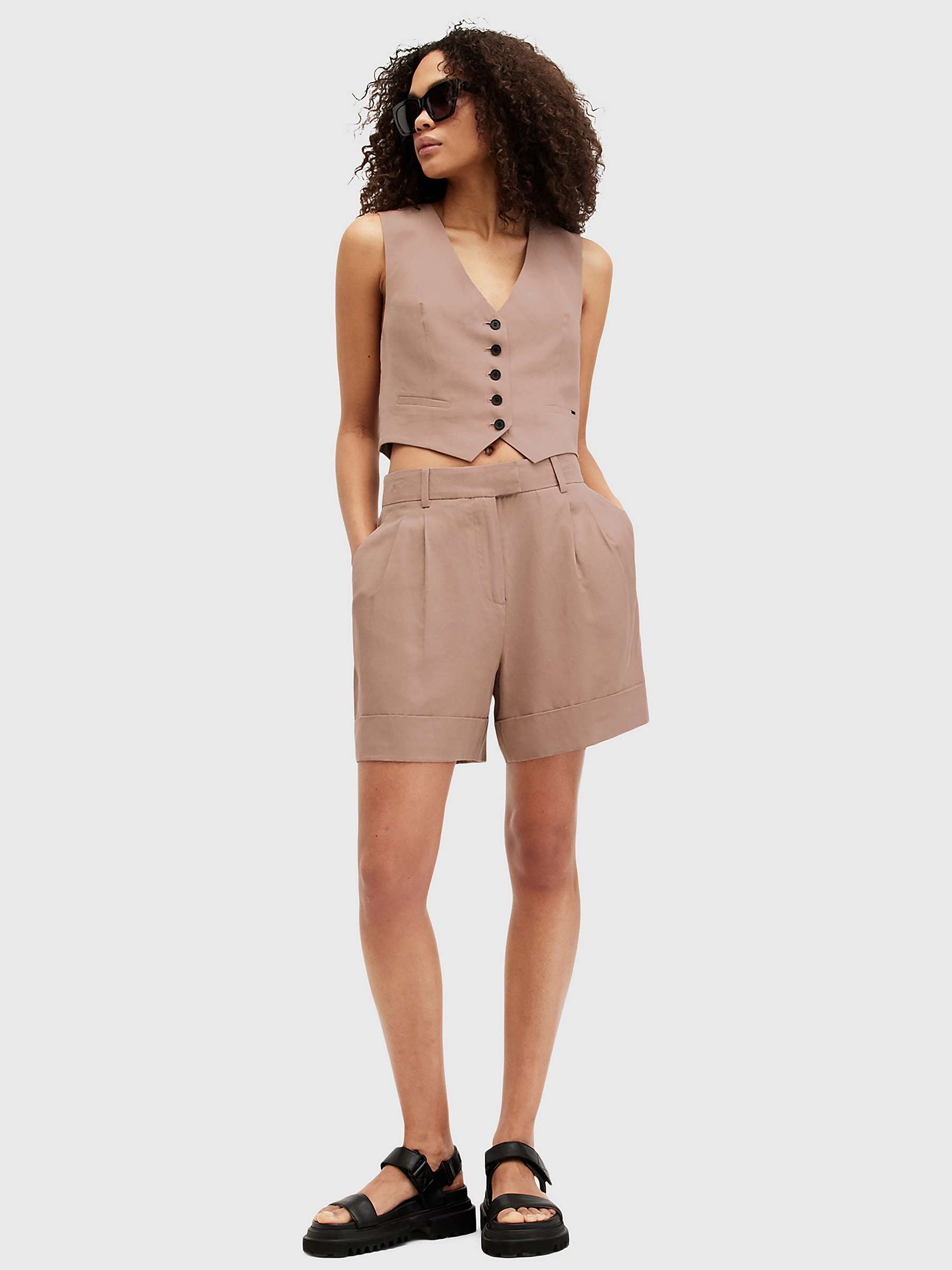 Buy AllSaints Deri Lyn Lyocell Blend Shorts, Doe Brown Online at johnlewis.com
