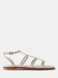 Mint Velvet Leather Studded Flat Sandals, Natural