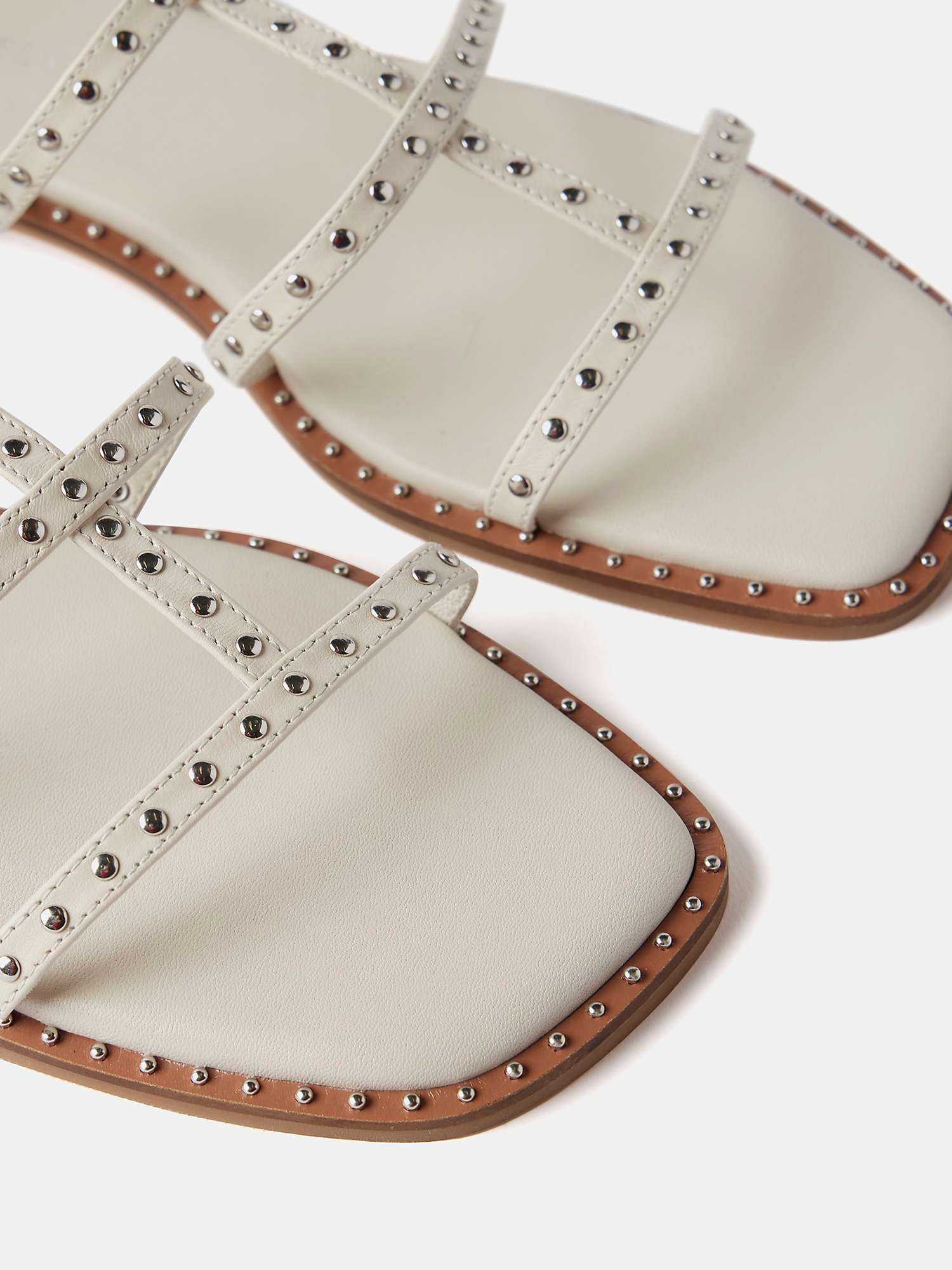 Buy Mint Velvet Leather Studded Flat Sandals, Natural Online at johnlewis.com