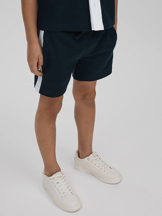 Reiss Kids' Marl Textured Beach Club Shorts, Navy/White