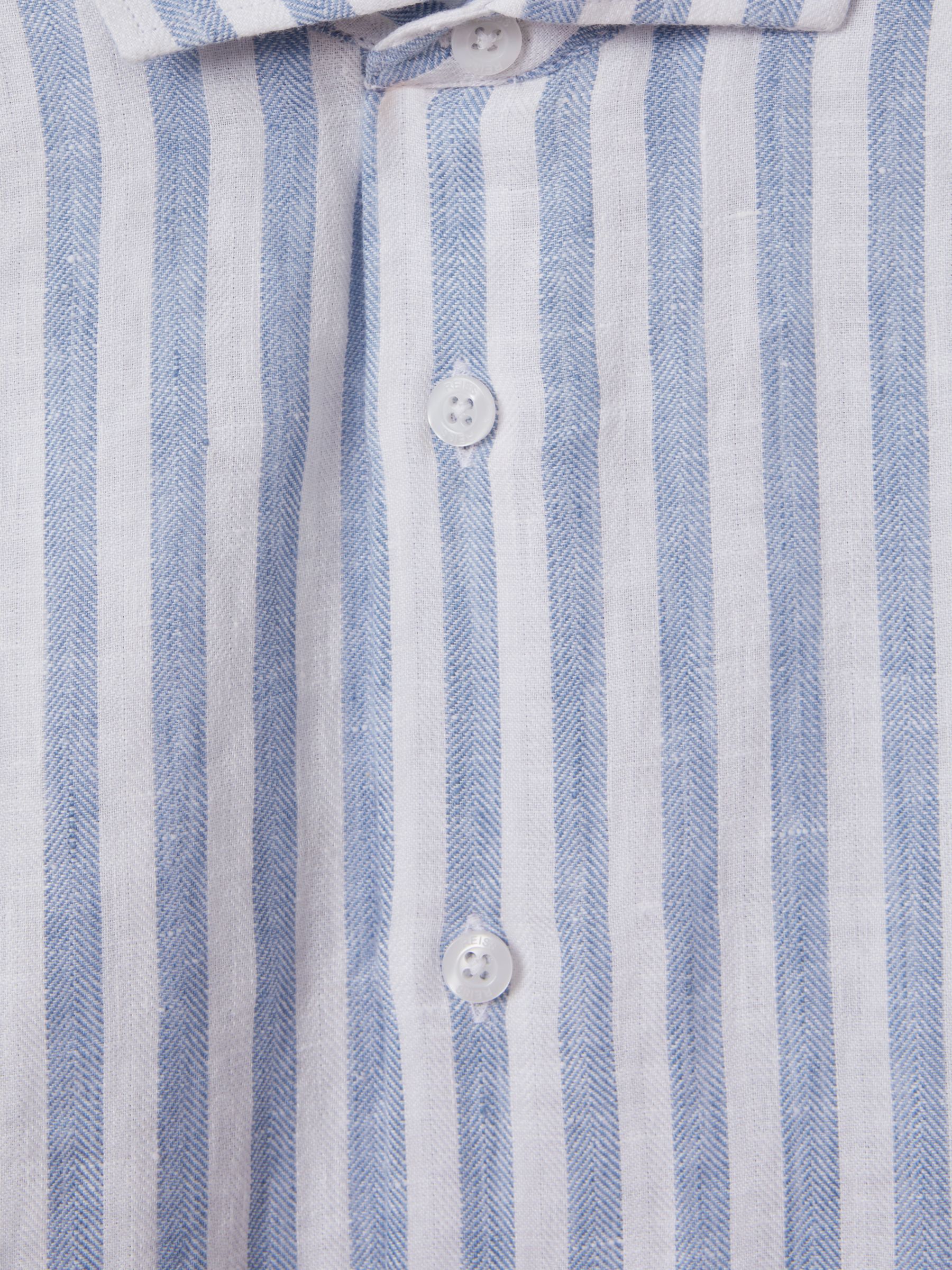 Buy Reiss Kids' Ruban Linen Stripe Shirt, Soft Blue Herringbone Online at johnlewis.com