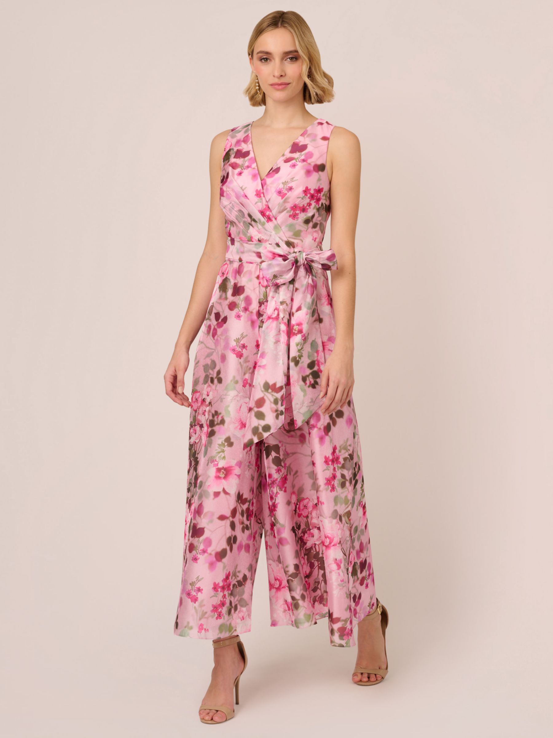 Adrianna Papell Floral Sleeveless Jumpsuit, Pink/Multi, 6