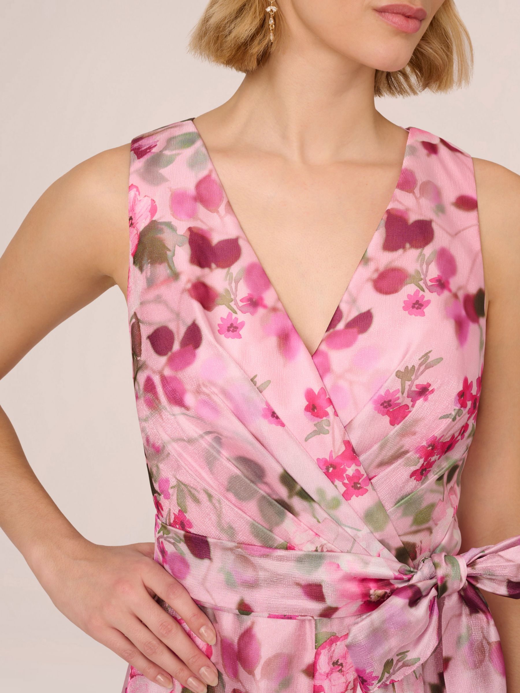 Adrianna Papell Floral Sleeveless Jumpsuit, Pink/Multi, 6