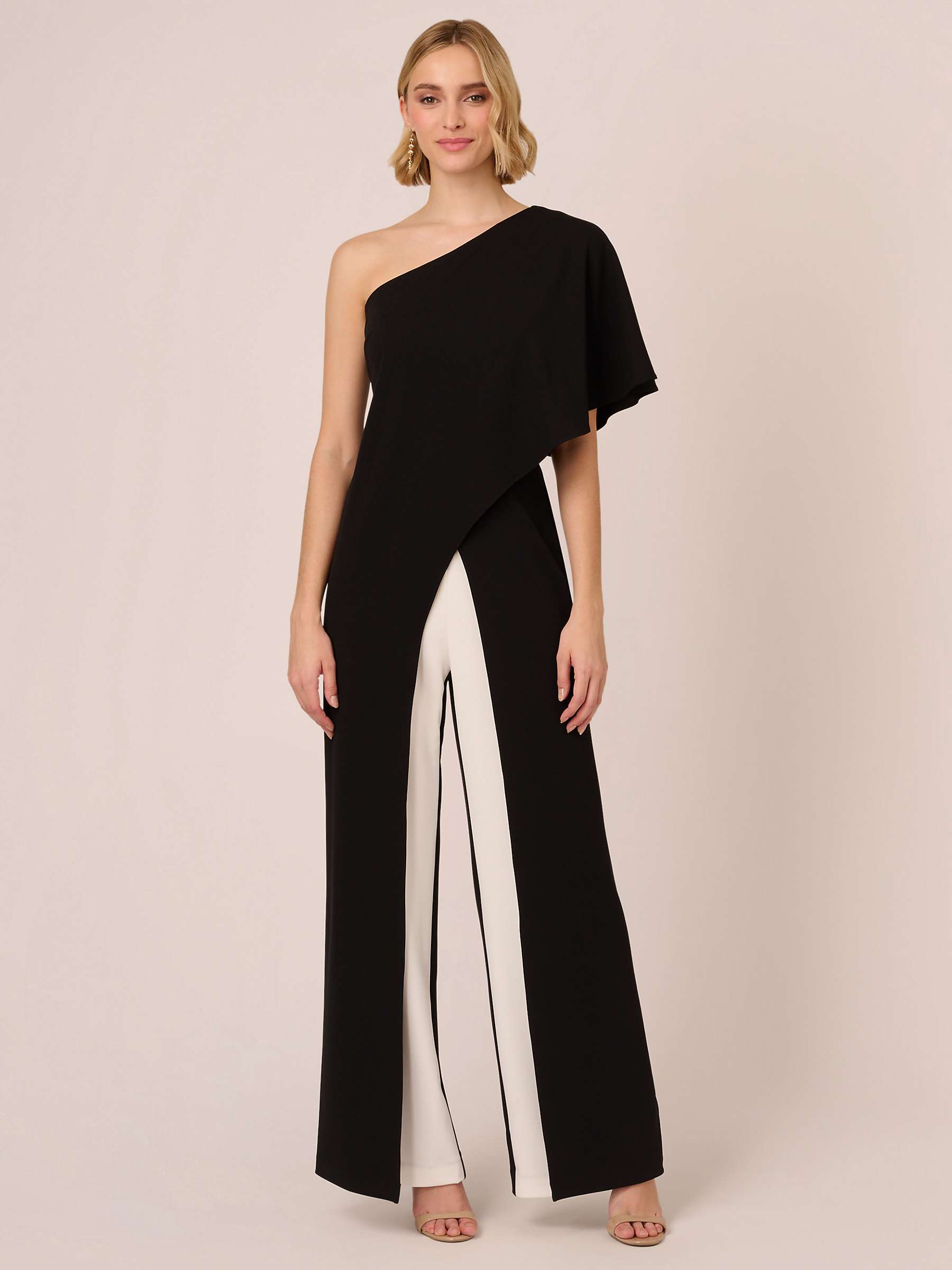 Buy Adrianna Papell Colour Block Overlay Jumpsuit, Black/Ivory Online at johnlewis.com