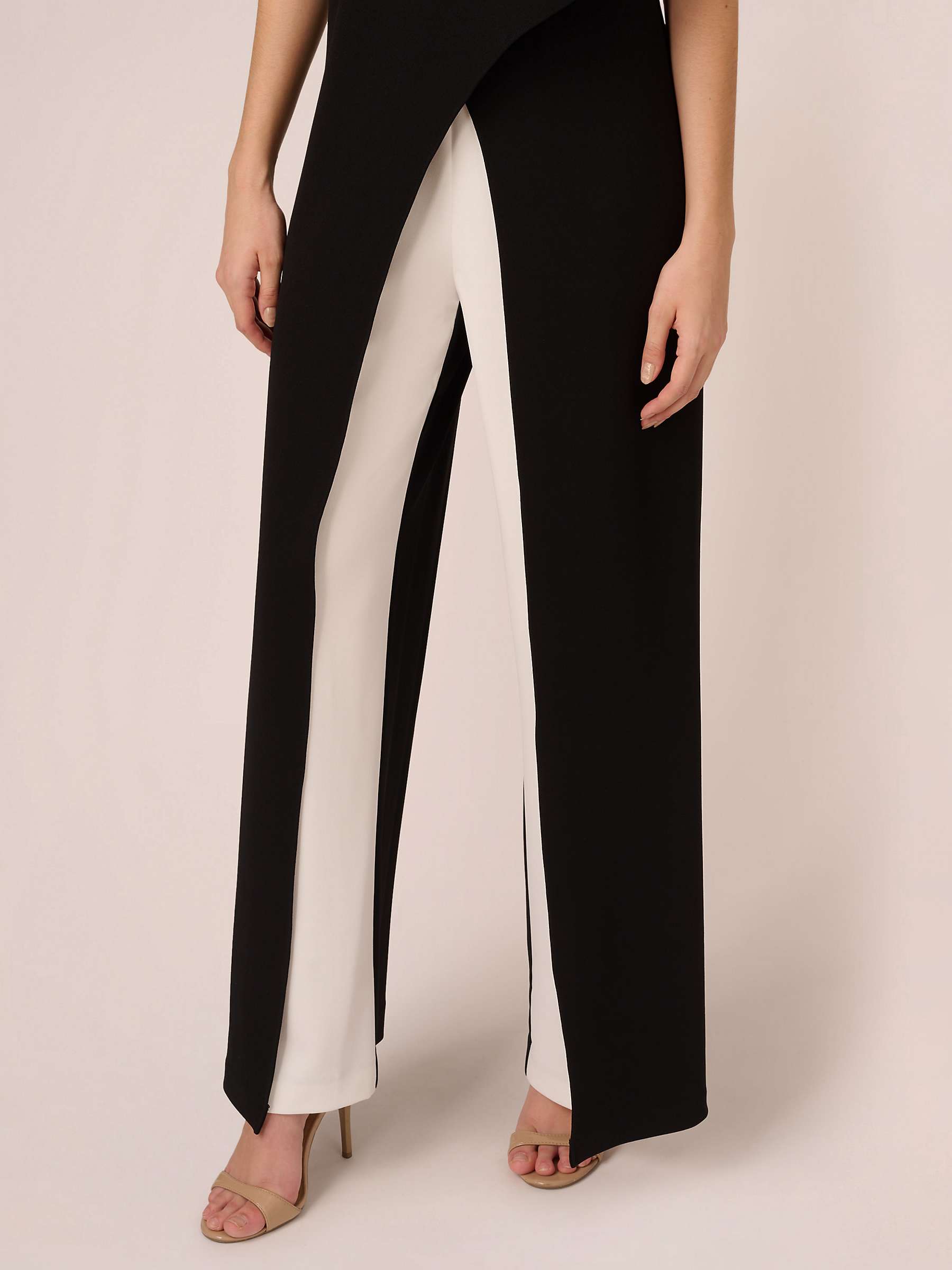 Buy Adrianna Papell Colour Block Overlay Jumpsuit, Black/Ivory Online at johnlewis.com