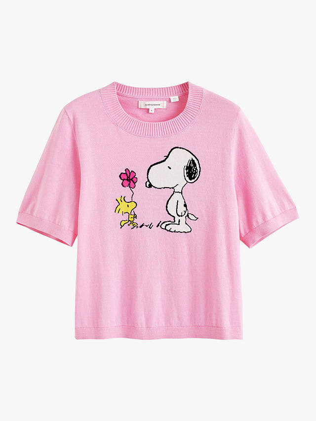 Chinti & Parker Flower Power Peanuts T-Shirt, Fondant Pink/Multi