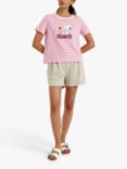 Chinti & Parker Peanut Stripe T-Shirt, Pink/Cream