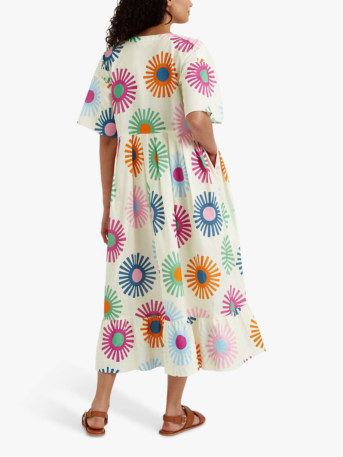 Buy Chinti & Parker Soleil Linen Blend Midi Dress, Cream/Multi Online at johnlewis.com