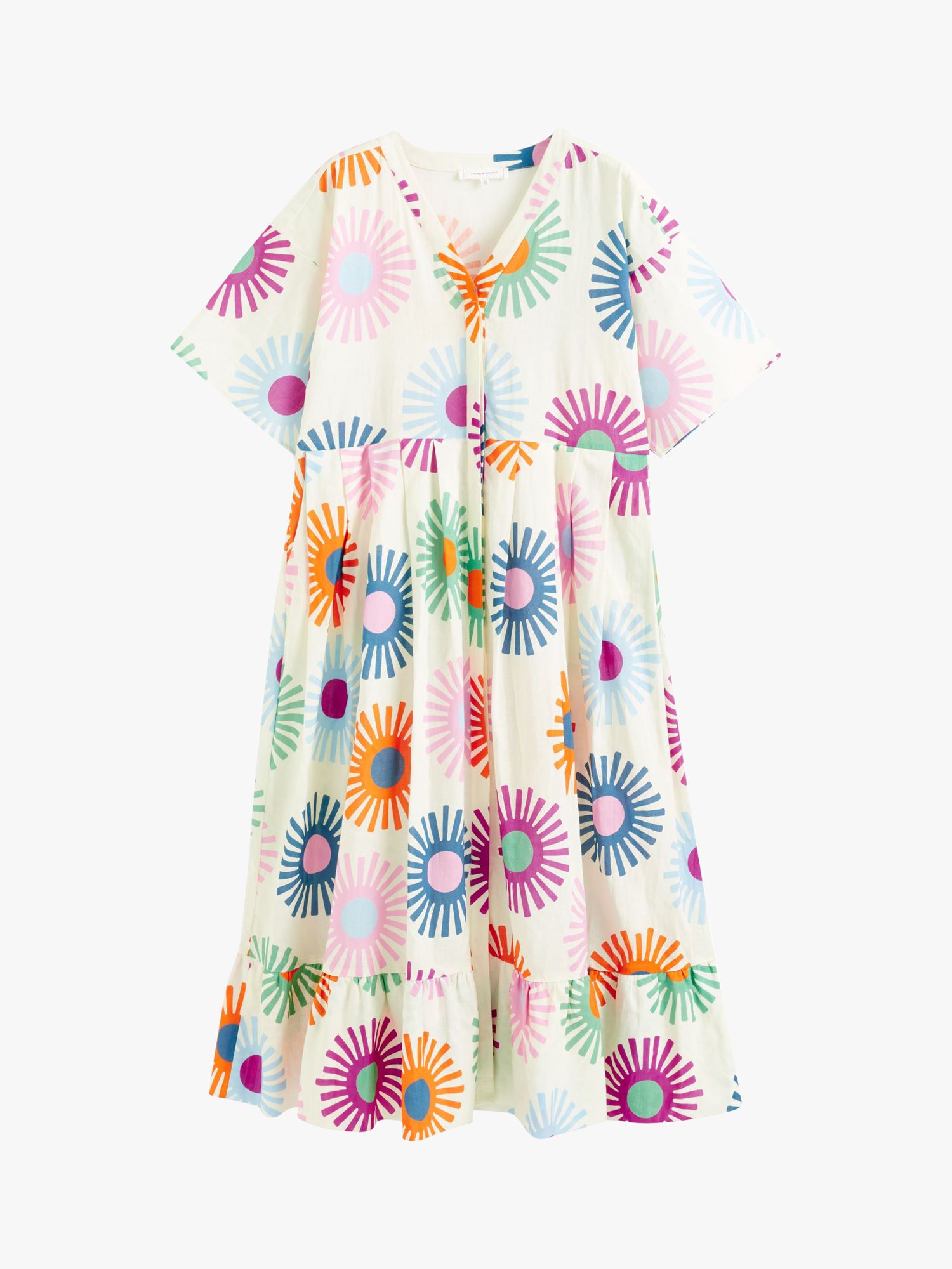 Chinti & Parker Soleil Linen Blend Midi Dress, Cream/Multi, 6