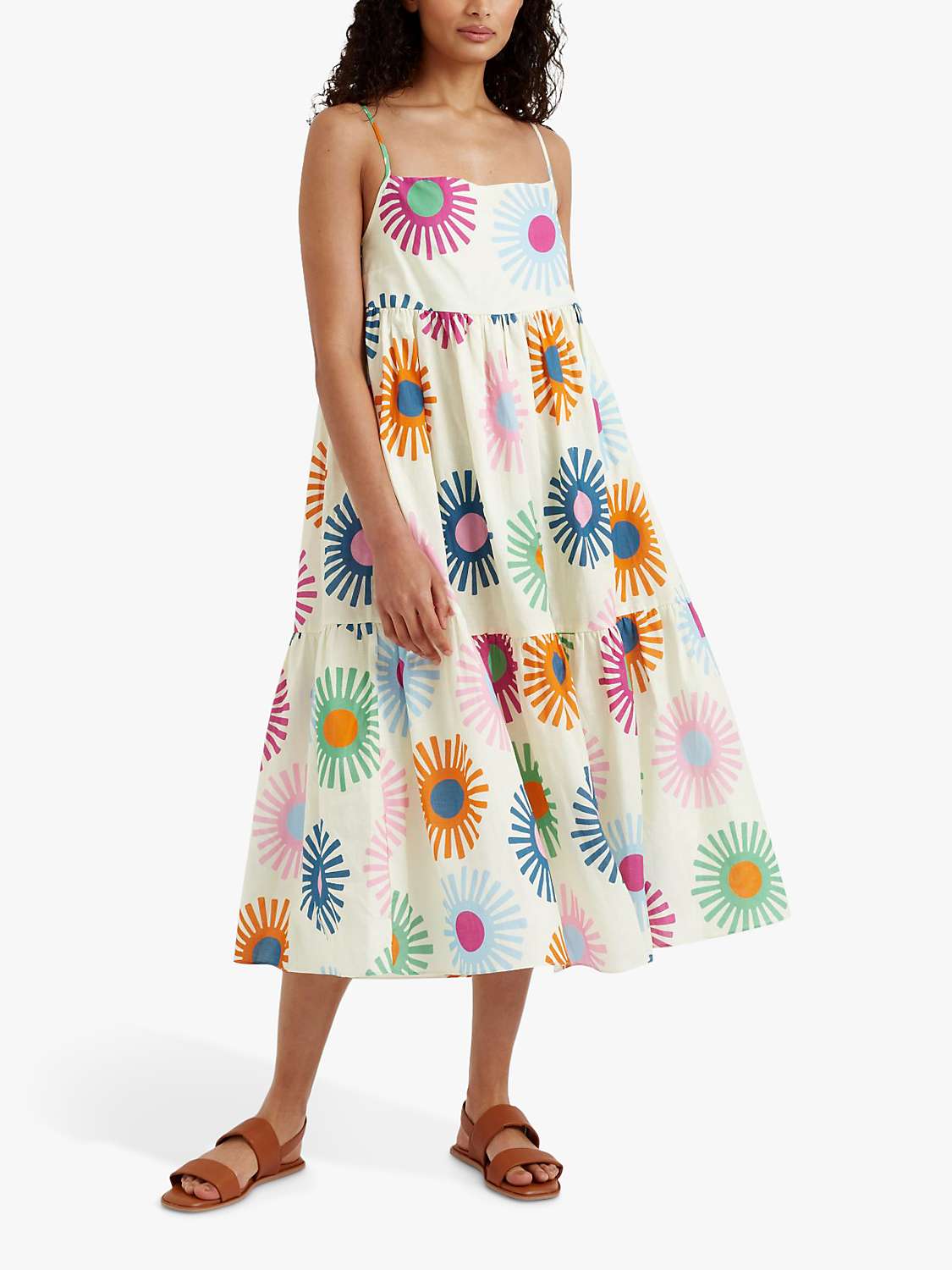 Buy Chinti & Parker Soleil Linen Blend Midi Sun Dress, Cream/Multi Online at johnlewis.com