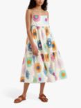 Chinti & Parker Soleil Linen Blend Midi Sun Dress, Cream/Multi