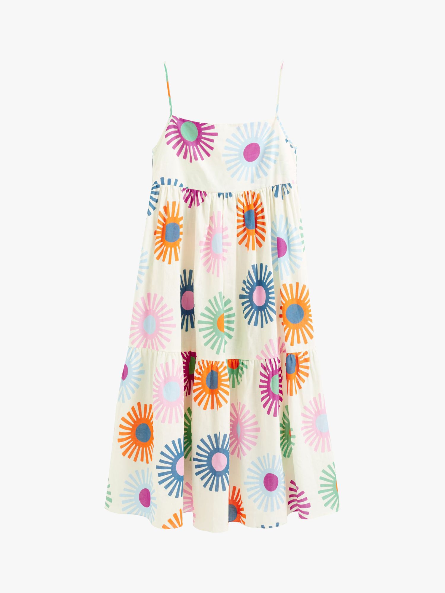 Chinti & Parker Soleil Linen Blend Midi Sun Dress, Cream/Multi, 6
