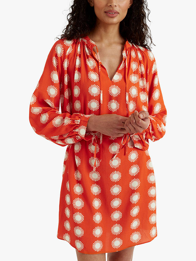 Chinti & Parker Ile De Re Mini Dress, Orange/Cream