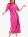 Chinti & Parker Monaco Dress Linen Blend Midi Dress, Berry Pink