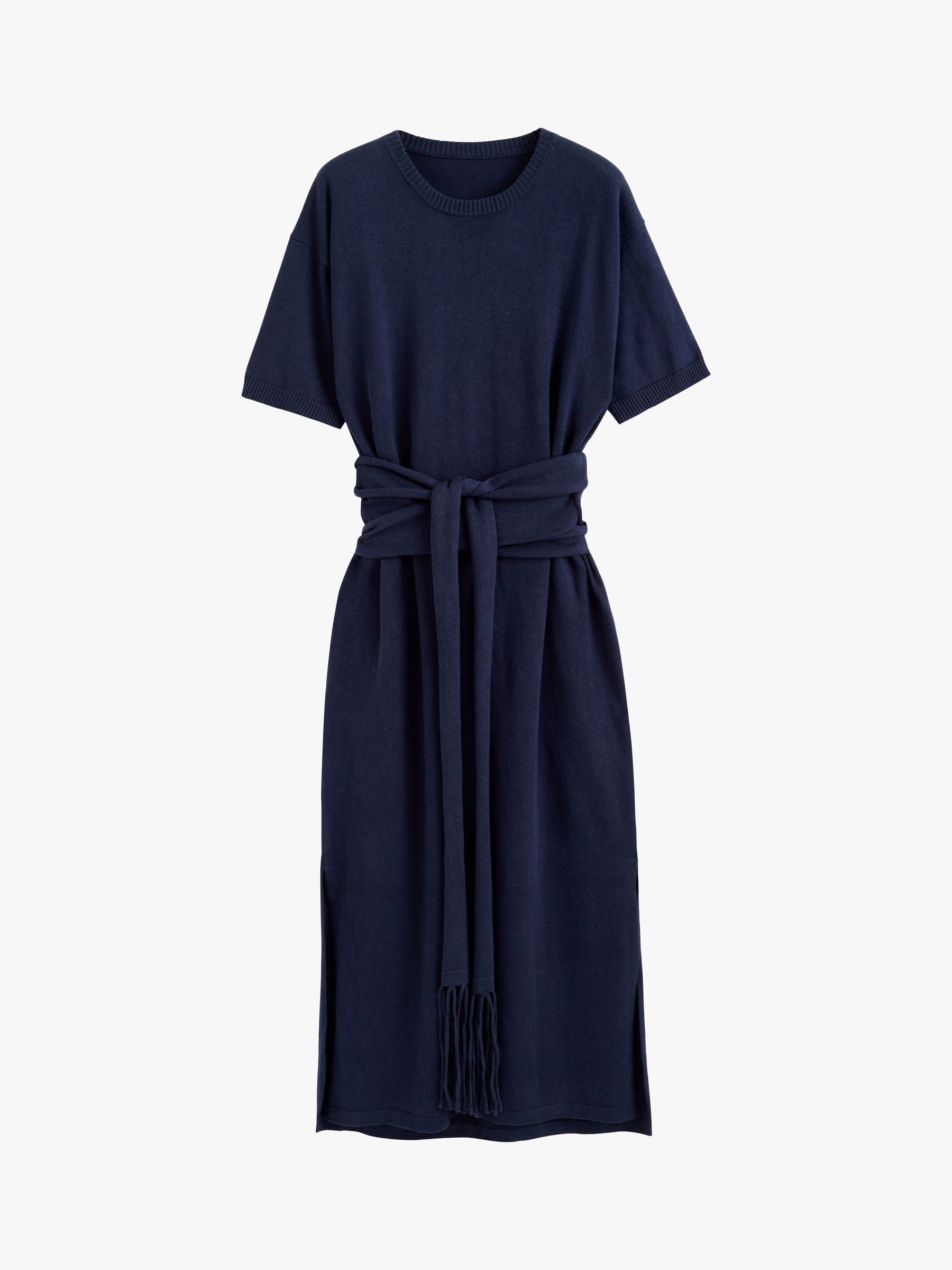 Chinti & Parker Monaco Dress Linen Blend Midi Dress, Navy, XS