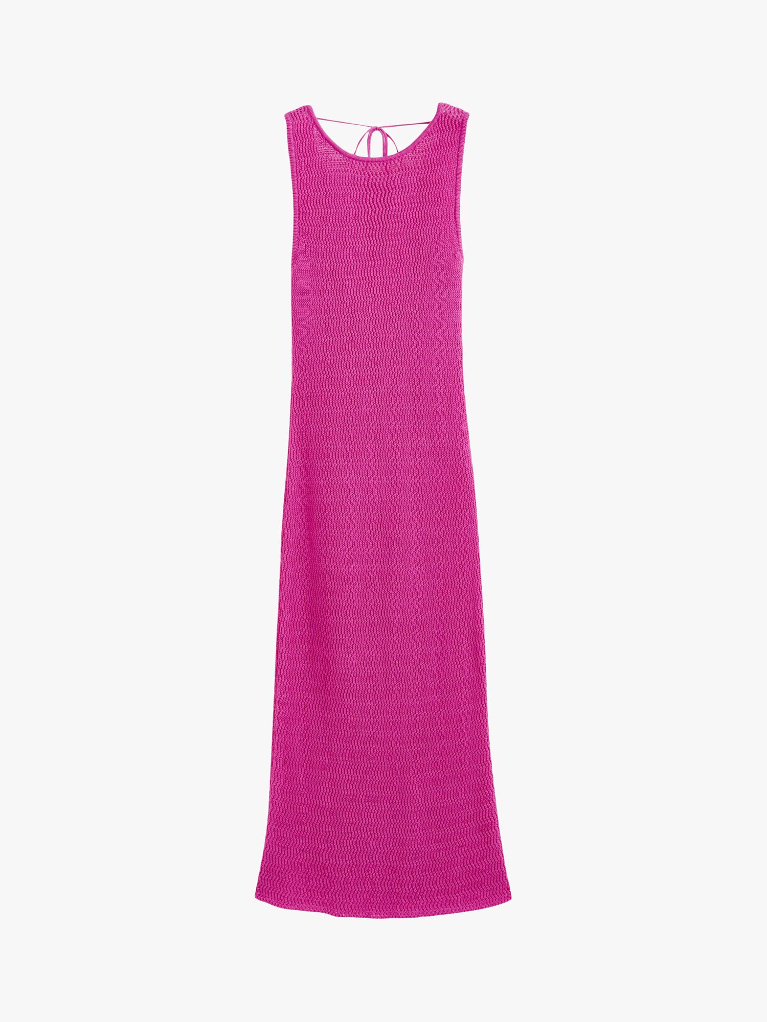 Chinti & Parker Ibiza Crotchet Linen Blend Midi Dress, Berry Pink, XS
