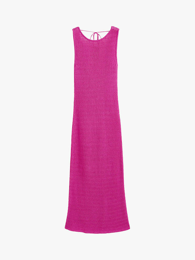 Chinti & Parker Ibiza Crotchet Linen Blend Midi Dress, Berry Pink